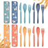 4 Sets Travel Utensils with Case - Cute Rabbit Pattern, Wheat Straw Reusable Utensils Set with Case Portable Utensils Set with Case for Travel Pic...