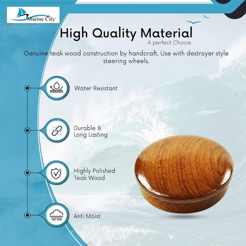 MARINE CITY Genuine Teak Center Cap Wood Durable Strong Centre Cap (2-3/4 inches) for Marine Destroyer Steel Wheels Marines Boats Yachts Hardware ...
