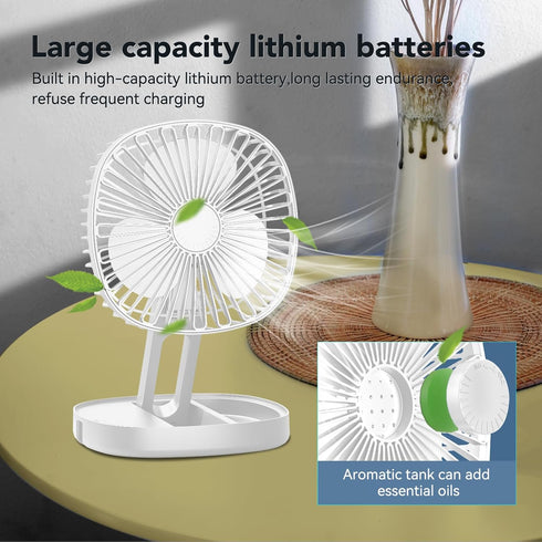 Upgrade Portable Table Fan with 3 Wind Speeds and Hook I Foldable USB Rechargeable Personal Fan for Bedroom Office RV Camping Air Circulator Cooli...