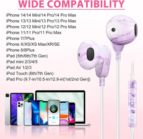 Wired Earbuds with Mic,HiFi Stereo Wired Headphones,Noise Canceling Wired Earphones for iPhone, iPad,iPod Touch, Compatible with iPhone 14/13/12/1...