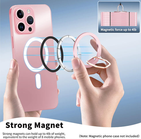 Portable Magnetic Ring Holder for iPhone 15 14 13 12 Series, Strong Magnetic Finger Phone Grip Stand for MagSafe case, Phone Kickstand Pink......