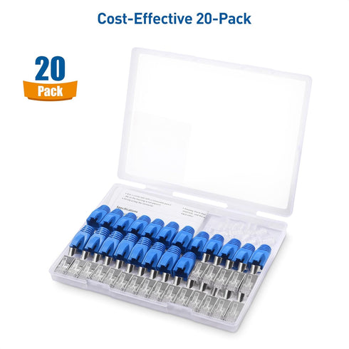 Cable Matters 20-Pack 23-24AWG Shielded Cat8 RJ45 Pass Through Connector with Load Bar & Strain Relief Boots, NOT Compatible with 22AWG Cable (Cat...