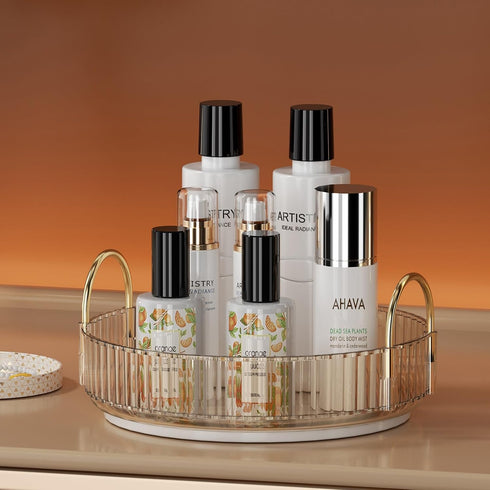 Rotating Makeup Organizer for Vanity, Spinning Cosmetics Storage for Bathroom Countertop, Skincare Holder Rack for Facial Cream, Perfume, Lotion, ...