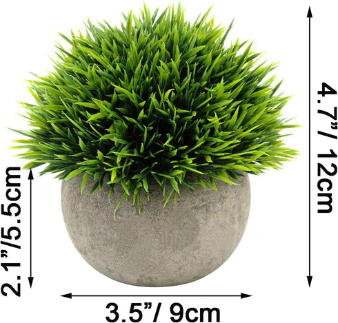 Ogrmar 4PCS Mini Plastic Artificial Plants Grass in Pot/Small Artificial Faux Greenery/Mini Plants Topiary Shrubs Fake Plants for Bathroom, House ...