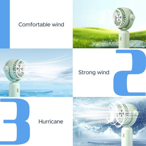 QearFun Handheld Lanyard Fan, Mini USB Fan Battery Rechargeable, Pocket Fan Portable with 3 Speeds, 180° Rotation, Small Makeup Fan for Girls Wome...
