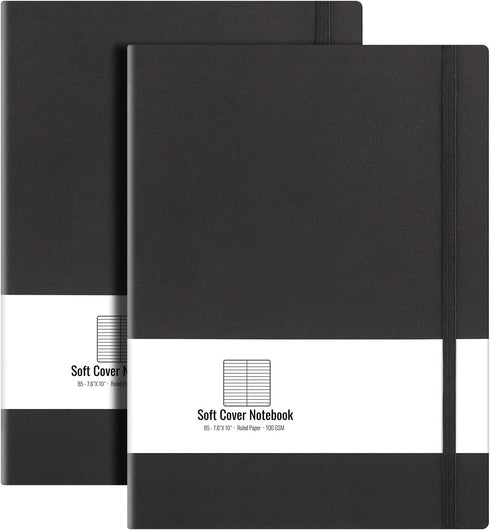 AHGXG B5 College Ruled Notebook Softcover Journals(2-Pack) Large Composition Notebook 7.6 x 10 inch with Thick 100gsm Lined Paper, Total 408 Numbe...
