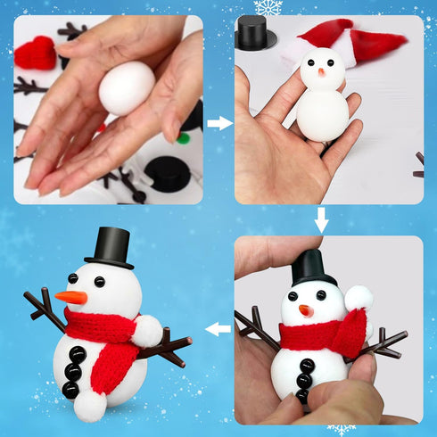 Hophine 12Pack Build a Snowman Kit, Molding Clay Snowman Kit, Christmas DIY Crafts for Kids, Perfect for Winter Holiday Parties, Christmas Stockin...