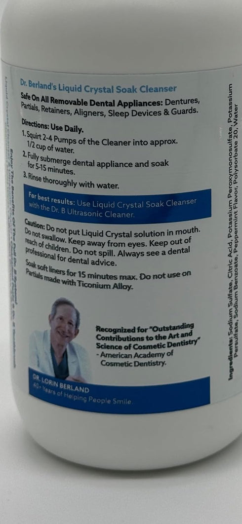 Dr. B Dental Solutions Liquid Crystal Soak Cleanser for Oral Appliances, Dentures, Night Guards, Aligners, & Other Devices...