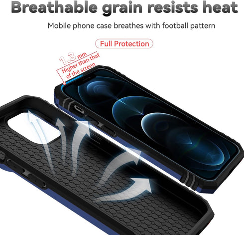 Hitaoyou Compatible iPhone 12 Pro Max Case with Camera Cover & Kickstand, Military Grade Shockproof, Blue...