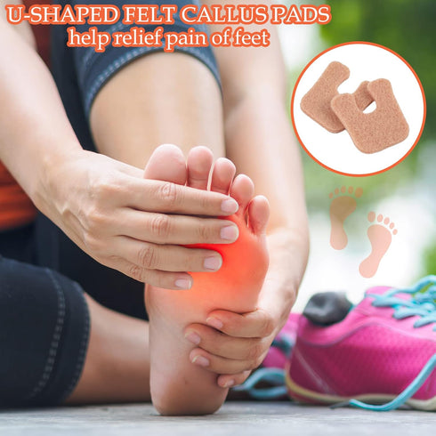 Boao 30 Pcs U Shaped Felt Callus Pads Metatarsal Pads Forefoot Foot Pads Pain Relief Foot Cushion Keep Calluses from Rubbing on Shoes Adhesive Pad...