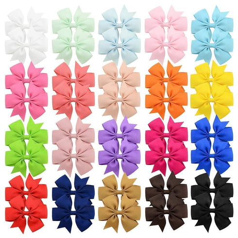 40PCS 3 Inch Hair Bows for Girls Grosgrain Ribbon Toddler Hair Accessories with Alligator Clip Bow for Toddler Girls Baby Kids Teens In Pairs...