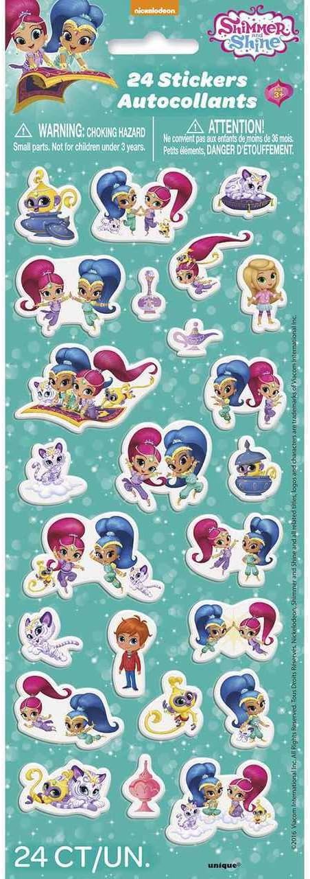Unique 24-Piece Puffy Sticker Sheet - Shimmer And Shine, 1 Pc...