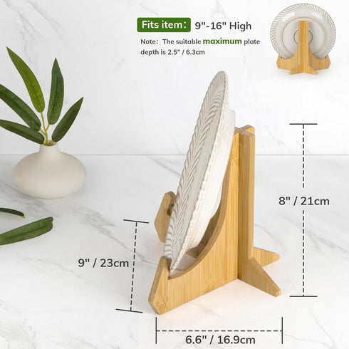 Plate Stands for Display, 8 Inch Plate Holders for Displaying, Bamboo Picture Frame Stand for Tables, Tabletop Easels, Decorative Stand for Platte...