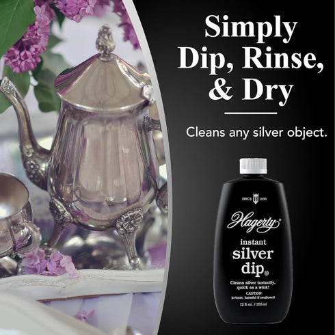 Hagerty Instant Silver Dip - Silver Cleaner and Heavy Tarnish Remover for Silverware, Sterling Jewelry, And All Silver Objects - Fast Acting, Made...