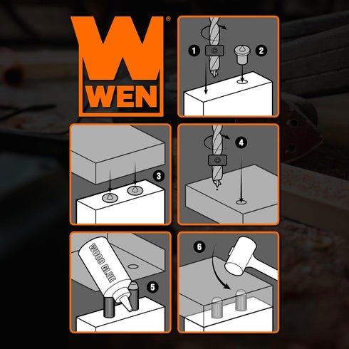 WEN JN014D 1/4-Inch Wooden Doweling Kit with Drill Bit, Stop Collar, and Fluted Birch Wood Dowels...