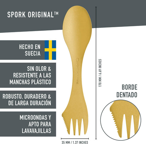 Light My Fire Spork Original 3-in-1 Camping Spoon Fork Knife Combo Reusable Travel & Camping Utensils Lunch Spork Outdoor Backpacking Hiking Picni...