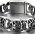 COOLSTEELANDBEYOND Heavy and Study Mens Stainless Steel Biker Skull Bracelet Silver Black Two-tone Polished...