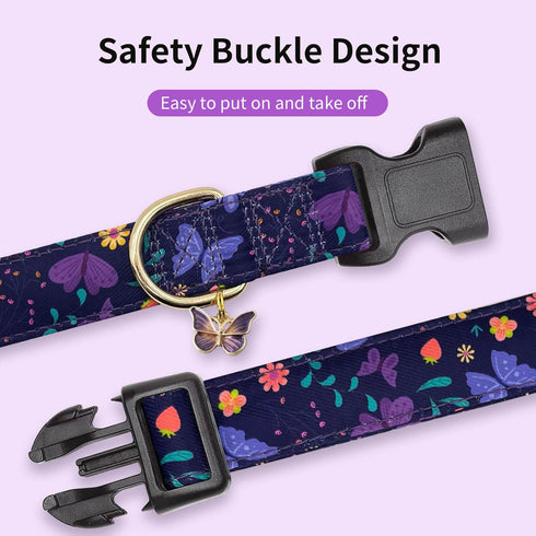 Dog Collars with Buckle Adjustable for Cute Girl Female Boy Dogs,Special Soft and Fancy Dog Pet Collar with Flower Design for Small Medium Large D...