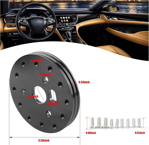 1 PC Car Steering Wheel Base Connector Conversion Gasket, 0.5" 6-Hole to 3-Hole Steering Wheel Hub Adapter, Modified Steering Wheel Quick Release ...