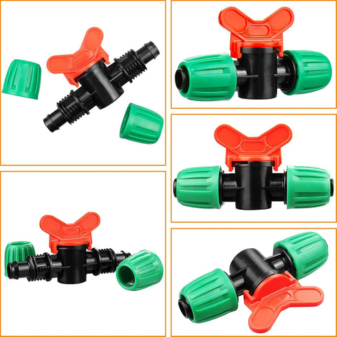 1/2 Inch Drip Irrigation Valve, 10 Pcs 1/2" In-Line Barbed Locked Switch Valves For 1/2 Inch Drip Tubing (0.60"-0.63" OD), 1/2 in. Shut Off On Val...