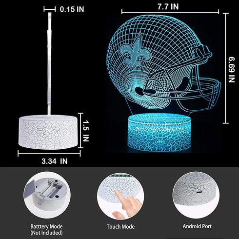 Helmet Shape Optical Illusion Smart 7 Colors Night Light Table Lamp Gifts for Saint, Men, Women, Kids, Boys, Teens...