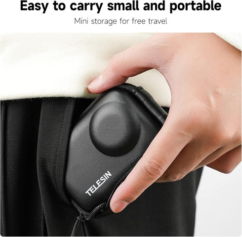 TELESIN Small Carry Case Lens Protector for DJI Action 4 Action 3 Insta 360 Ace Insta360 Ace Pro Accessories, Mini Carrying Bag for DJI Osmo Actio...