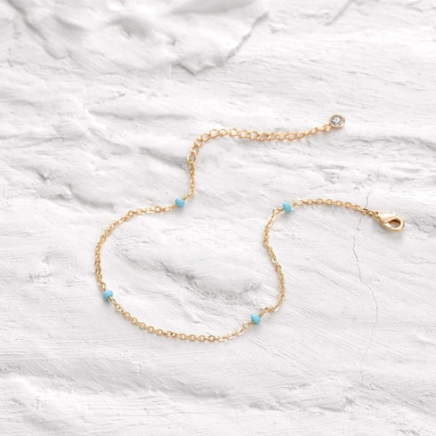 Bemoly Gold Anklet 14K Gold Plated Boho Beach Simple Dainty Charm Cute Tiny Lucky Star Turquoise Eye zircon Handmade Foot Jewelry for Women...