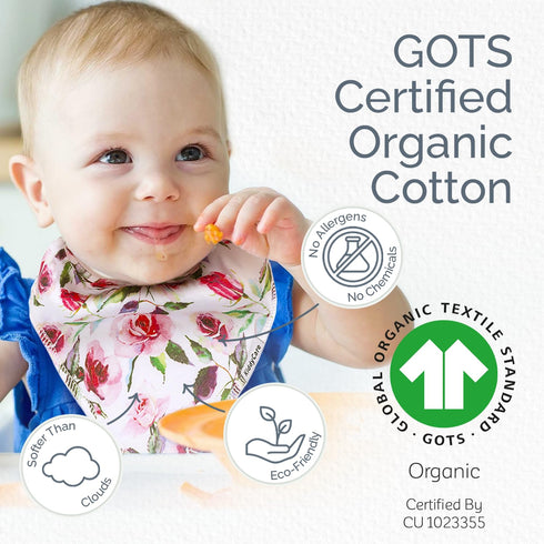 KiddyCare Baby Bibs for Drooling and Teething Baby Girls/boys | Bandana Bibs for Eating, Washable Bibs for Newborn Babies | Organic Cotton Bibs fo...