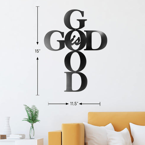 Vivegate God is Good Metal Signs Decor, Black Metal Cross God is Good Sign Wall Decor Religious Kitchen Decor Wall Crosses for Home Decor...