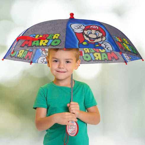Nintendo Kids Umbrella, Super Mario Toddler and Little Boy Rain Wear for Ages 3-6...
