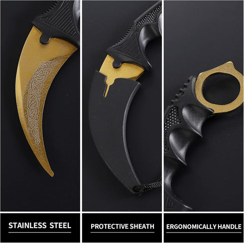 Karambit Knife Trainer No Offensive Karambit Trainer Stainless Steel Without Cutting Edge Practice Training Knife with Sheath for Beginner 100% Sa...