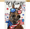 Welcome 4th of July Donkey Patriotic Decorative Flag, America Stars Stripes Firework Garden Yard Outside Decorations, American USA Outdoor Large H...