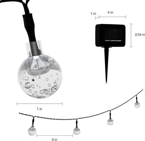 Pure Garden 50-LG1088 Outdoor Sting Solar Powered Round Globe Hanging Cool White Lights for Patio, Backyard...