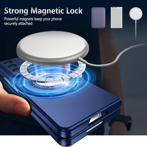 Rugged Phone Case for Samsung Z Fold 4 Case with Ring Magnetic Fits Wireless Charger, 2 in 1 Soft TPU and Hard PC Cover Samsung Galaxy Z Fold 4 Ca...