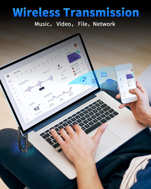 ZEXMTE Long Range USB Bluetooth Adapter for PC 5.4 USB Bluetooth Dongle with High Gain Antenna, Wireless Bluetooth Receiver 590FT / 180M, Plug &Pl...