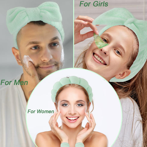 Spa Headband and Wristband Set 6Pcs Skincare Makeup Headband Puffy Bubble Headband for Washing Face Sponge Skin Care Headband Face Wash Headband G...