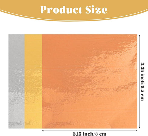 300PCS Imitation Rose Silver Gold Leaf Sheets Foil Sheets for Art, Gilding Crafting, Painting, Furniture Decoration, Jewelry Making 3.15×3.35 inch...