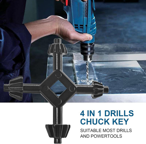 4 in 1 Drills Chuck Key 4 Way Multifunctional Steel Fit Handheld? Power Drill Chuck Key 4 in 1 Drilling Tool Suitable for Most Drills and Power To...
