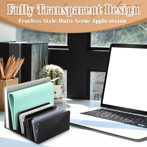 Black Desktop Mail Organizer Acrylic File Holder Acrylic File Organizer Multifunction Office File Sorter for Easy Access Office Home Letter Docume...