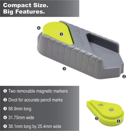 Calculated Industries 7310 StudMark Magnetic Stud Finder with 2 Removable Magnet Markers | Finds & Marks up to 3 Stud Locations | Updated 2020 Mor...