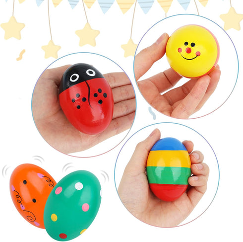 MCPINKY 9PCS Easter Wooden Percussion Musical Eggs,Maracas Egg Shakers Colorful Musical Easter Props Halloween Props for Party Easter Halloween...
