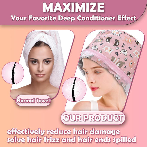 Heat for Deep Conditioning, Oil Treatment Electric Heat Hair Steamer Intelligent Temperature Control Hair Care Hat Portable Hair SPA Detachable Ha...