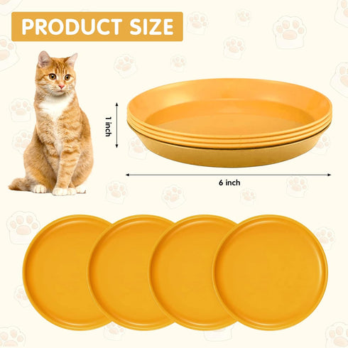 4 Pcs Whisker Fatigue Relief Cat Bowl Shallow Cat Food Dish 6 Inch Cat Wet Feeding Bowls Wide and Short Legged Cat and Small Pet Plate for Kittens...
