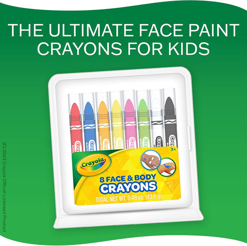 Crayola Face & Body Paint Crayons for Kids and Costumes, Washable Body Paint Markers Pack of 8 Classic Colors...