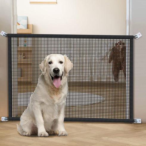 Dog Gate for Stairs Pet Gates for The House: Dogs Screen Mesh Gate for Doorways Stairways Indoor Safety 29 inches Tall, 38 inch Wide...