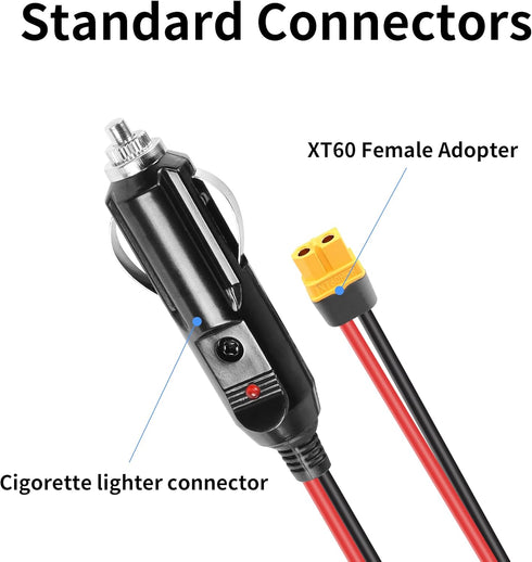 12/24V Cigarette Lighter to XT60 Cable YACSEJAO 14AWG 4.9FT XT60 Car Charger Connector for Cars/Trucks to Solar Generator......