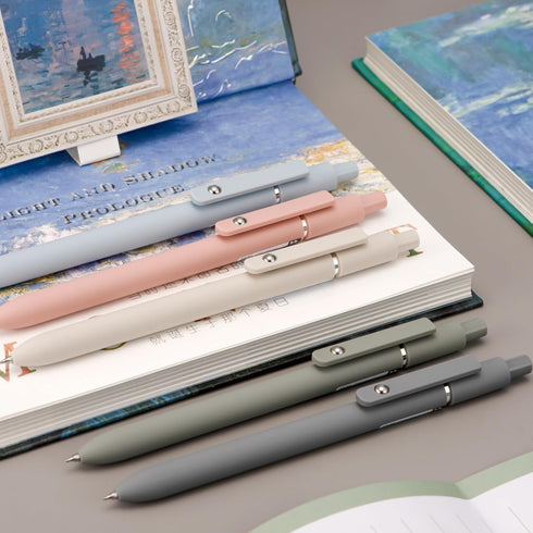 5PCS Retractable Gel Pens Set, Quick Dry Black Ink Fine Point Roller Ball Gel Ink Pen for Smooth Writing (Morandi Color)...