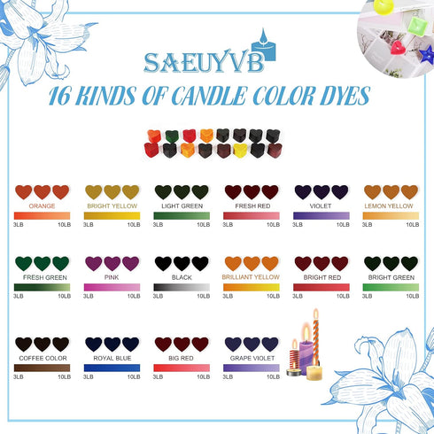 Candle Dye Set, 16 Colors Candle Wax Dye for Candle Making, Bulk Soy Wax Dyeing, DIY Candle Making Kit...