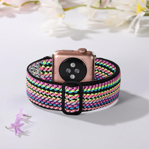 Stretchy Nylon Solo Loop Compatible with Apple Watch Band 40mm 41mm 38mm 42mm 44mm 45mm 46mm 49mm, Adjustable Elastic Braided Straps for iWatch Se...
