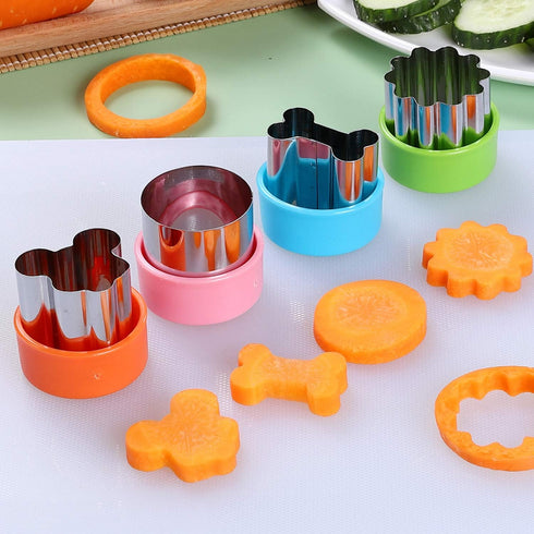 24 pcs Vegetable Cutter Shapes Sets Cookie Cutters Fruit Stamps Mold with 20 pcs Food Picks and Forks for Kids...